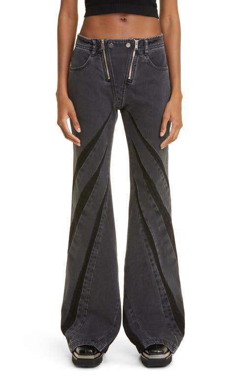 Dion Lee Darted Inset Dual Zip Flare Jeans in Black