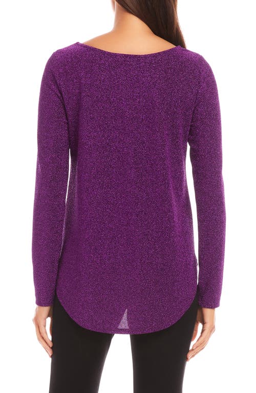 Karen Kane Metallic Knit Shirttail Top In Magenta