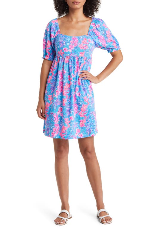 Lilly Pulitzer Delaney Puff Sleeve Cotton Babydoll Dress Cumulus Blue Orchid Oasis at Nordstrom,