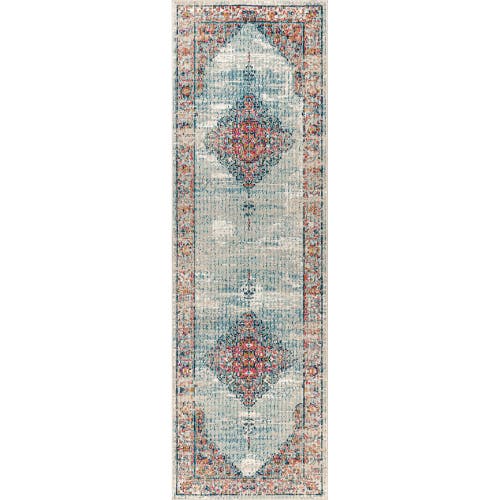 Jonathan Y Cadiz Vintage Medallion Area Rug In Coral/turquoise