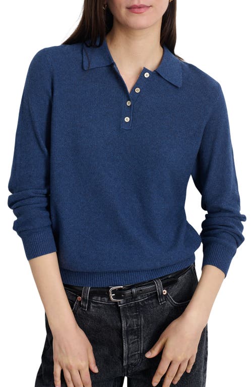 Alex Mill Alice Long Sleeve Polo In Faded Navy