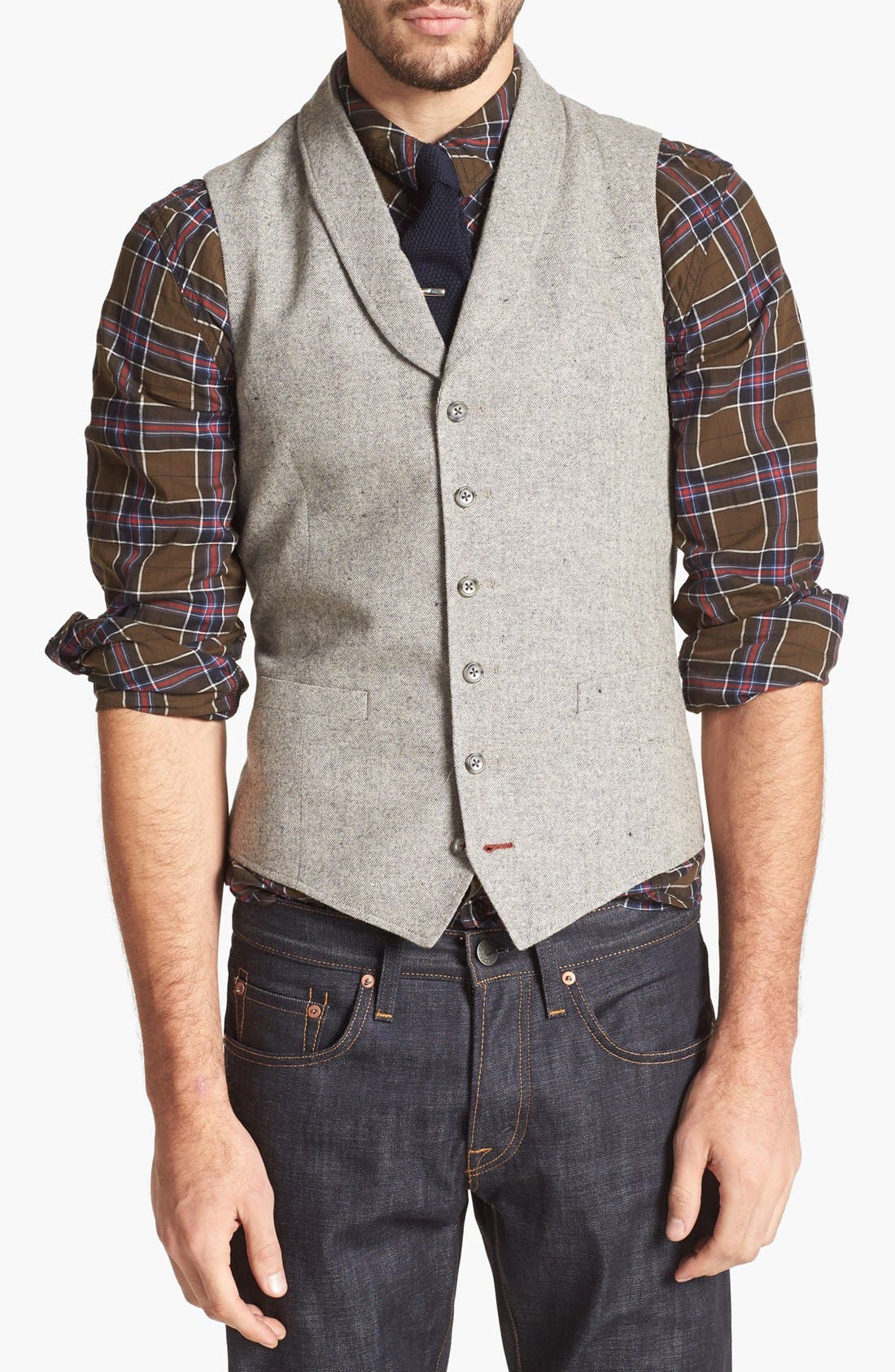 1901 Shawl Collar Grey Flannel Vest Nordstrom