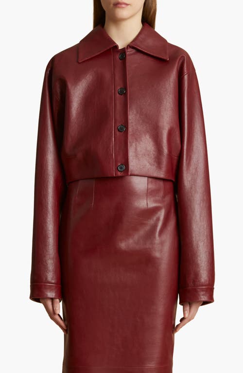 Shop Khaite Sue Crop Leather Jacket In Oxblood