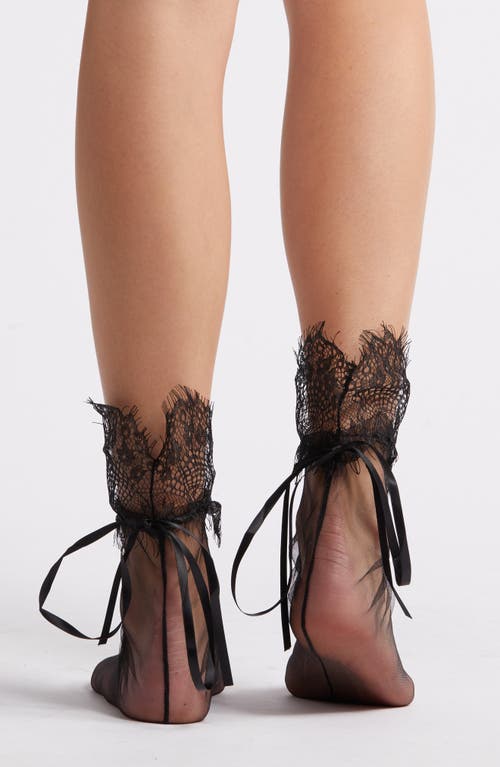 High Heel Jungle All Lace Up Crew Socks In Black
