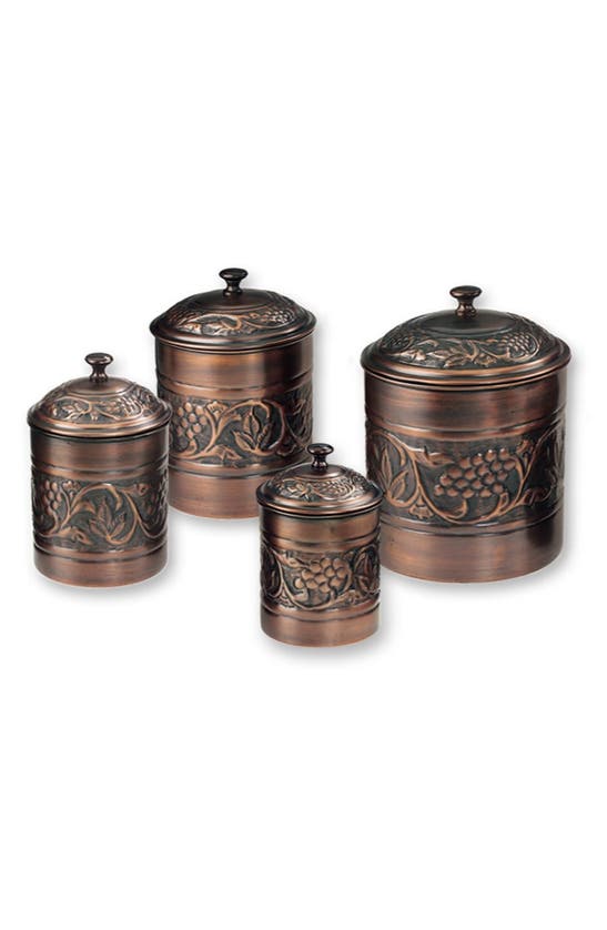 Odi Housewares Heritage 4-piece Kitchen Canister Set In Brown