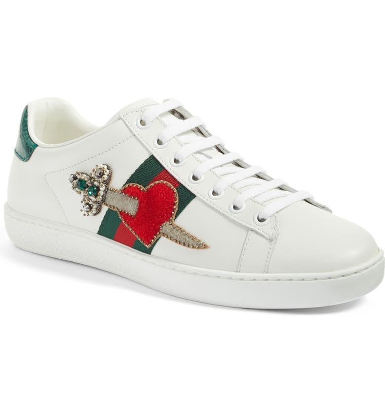 Gucci New Ace Pierced Heart Sneaker (Women) | Nordstrom