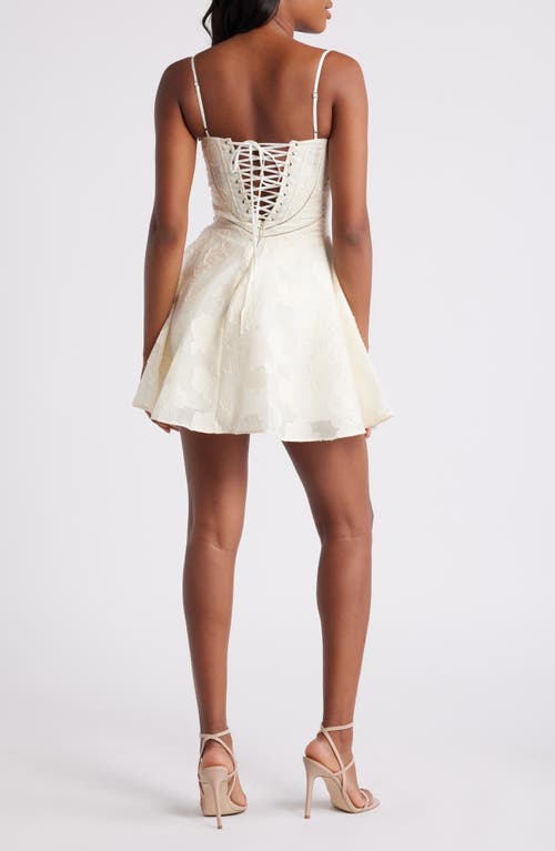 Shop House Of Cb Serenita Jacquard Fit & Flare Cocktail Minidress In Cream