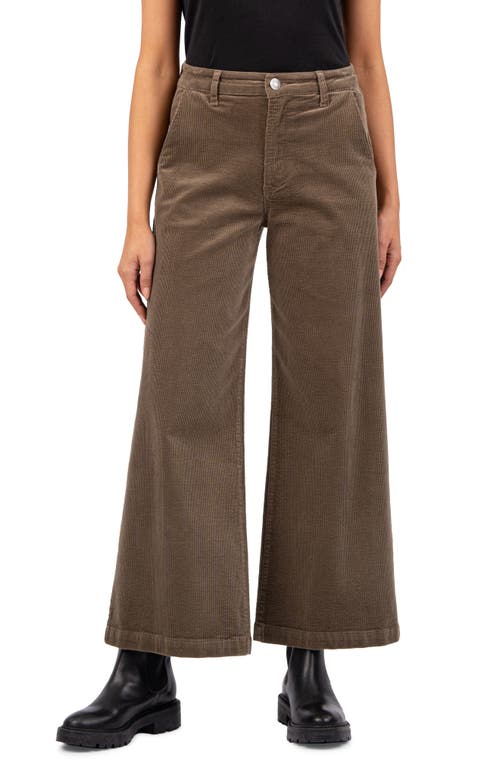 Shop Kut From The Kloth Meg High Waist Ankle Wide Leg Corduroy Pants In Olive