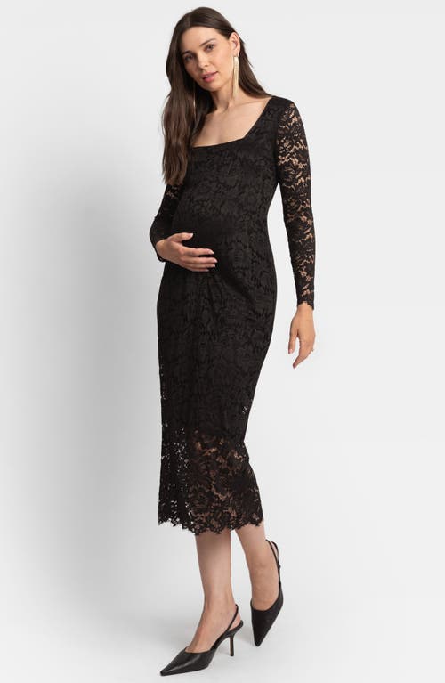 Shop Seraphine Lace Maternity Body-con Dress In Black