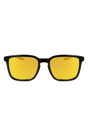 Nike Circuit Team 55mm Square Sunglasses In Black/orange Mirror