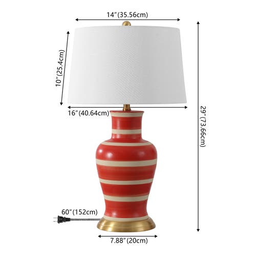 Jonathan Y Julian Traditional Classic Ceramic Urn Led Table Lamp In Red/beige