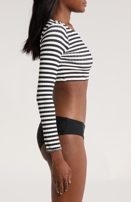 Solid & Striped The Rashguard Swim Top In Blackout X Marshmallow