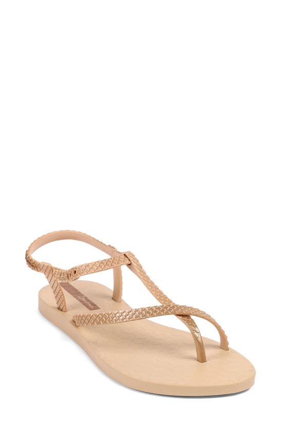 Ipanema Ipa Class Strappy Sandal In Beige/ Gold