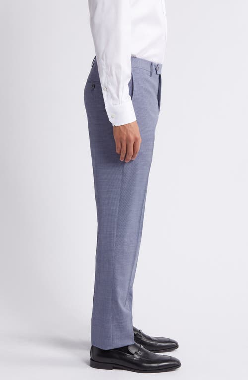 Shop Zanella Parker Flat Front Stretch Wool Mini Check Dress Pants In Blue