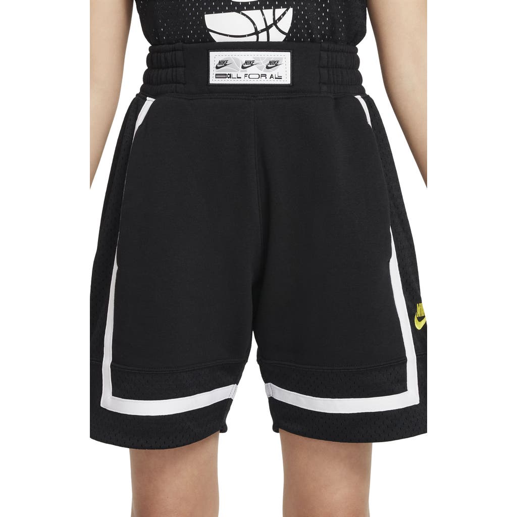 Nike Kids' Culture Of Basketball Fleece Shorts In Black/opti Yellow