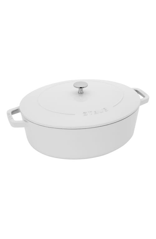 Staub 6.25-Quart Enameled Cast Iron Shallow Oval Dutch Oven in White 