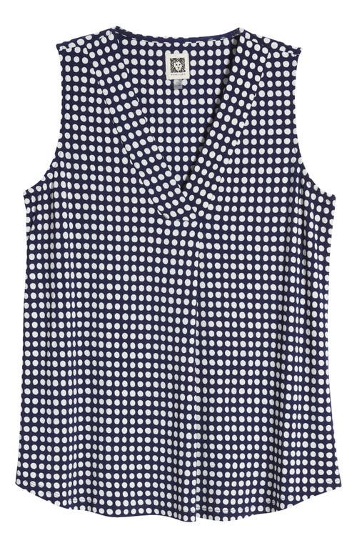 Anne Klein Women's Printed Sleeveless V-neck Shell Top In Distant Mt/anne White