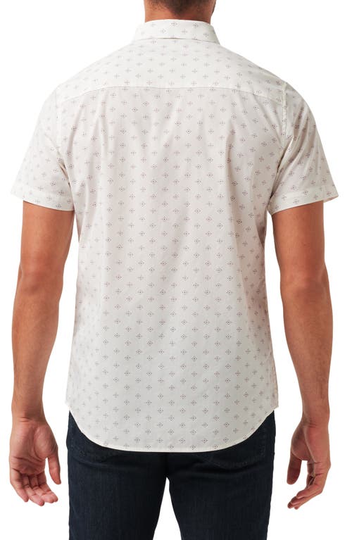 Shop Travismathew On Point Short Sleeve Stretch Button-up Shirt In Vanilla Ice