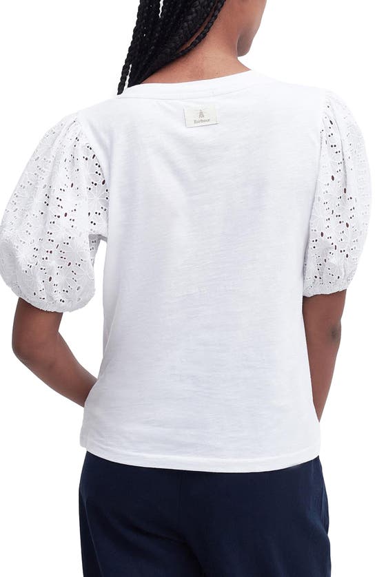 Shop Barbour Longfield Mix Media Top In White