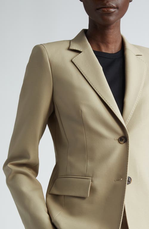 Shop Lafayette 148 New York Fitted Stretch Wool Blazer In Plaster