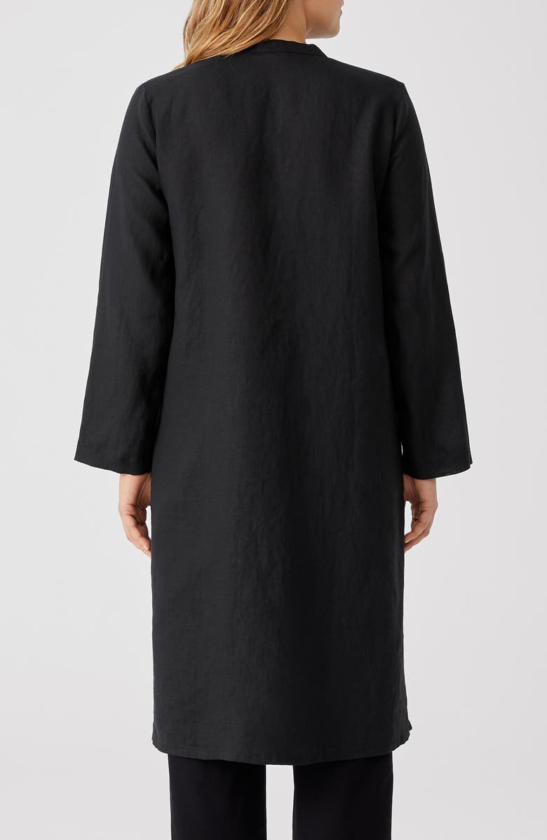 Eileen Fisher Madarin Collar Organic Linen Longline Shirt, Alternate, color, 