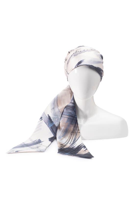 Shop Eugenia Kim Gigi Satin Headscarf In Ivory/ Beige/ Navy