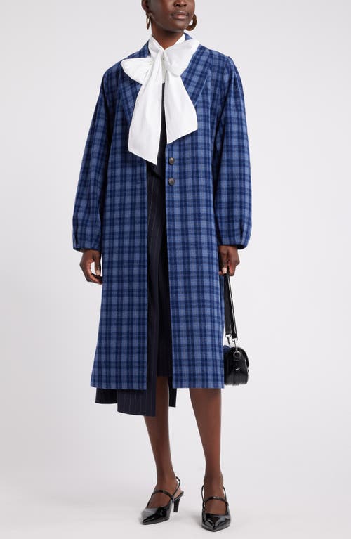 Shop Nordstrom X Harlem's Fashion Row House Of Aama Harbor Shawl Pleat Coat In Blue Indigo Byron Check