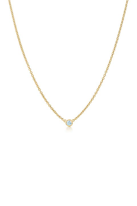 14K Yellow Gold Bezel Set Diamond Necklace - 0.15ct.