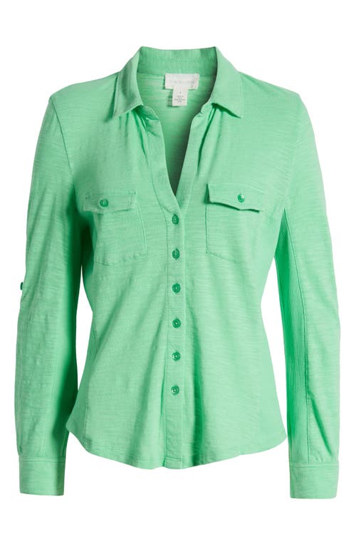 Shop Caslonr Caslon(r) Roll Tab Knit Shirt In Green Celtic