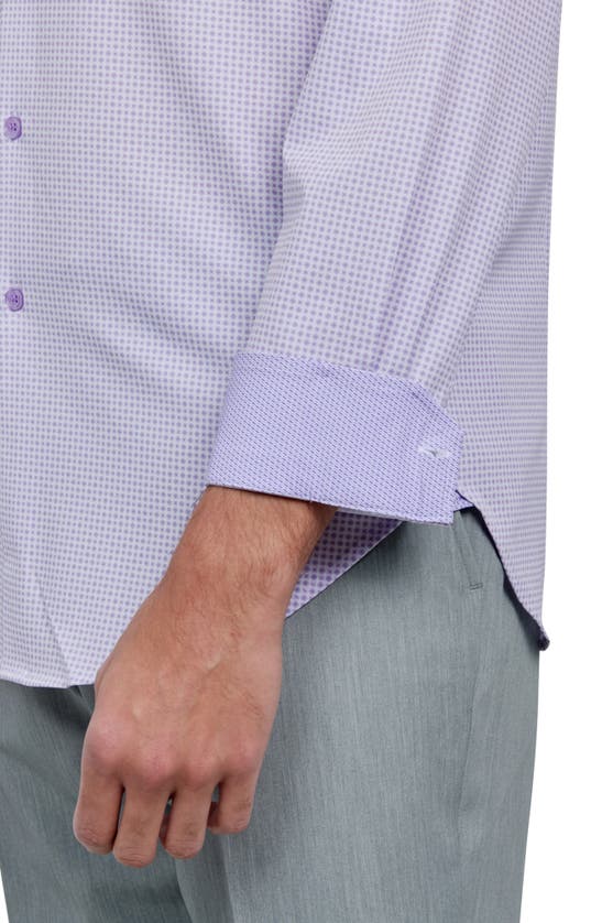Shop Wrk Slim Fit Geo Print Performance Dress Shirt In White/ Purple