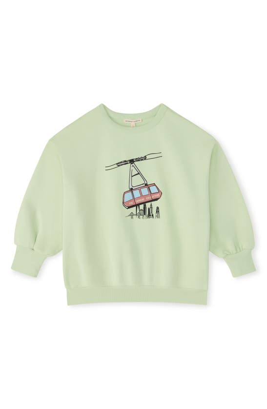 Shop The Sunday Collective Kids' Weekend Organic Cotton Graphic Sweatshirt In Light Green
