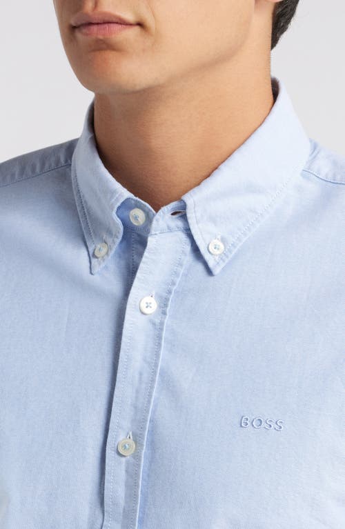 Shop Hugo Boss Boss Roan Solid Button-down Shirt In Light Blue