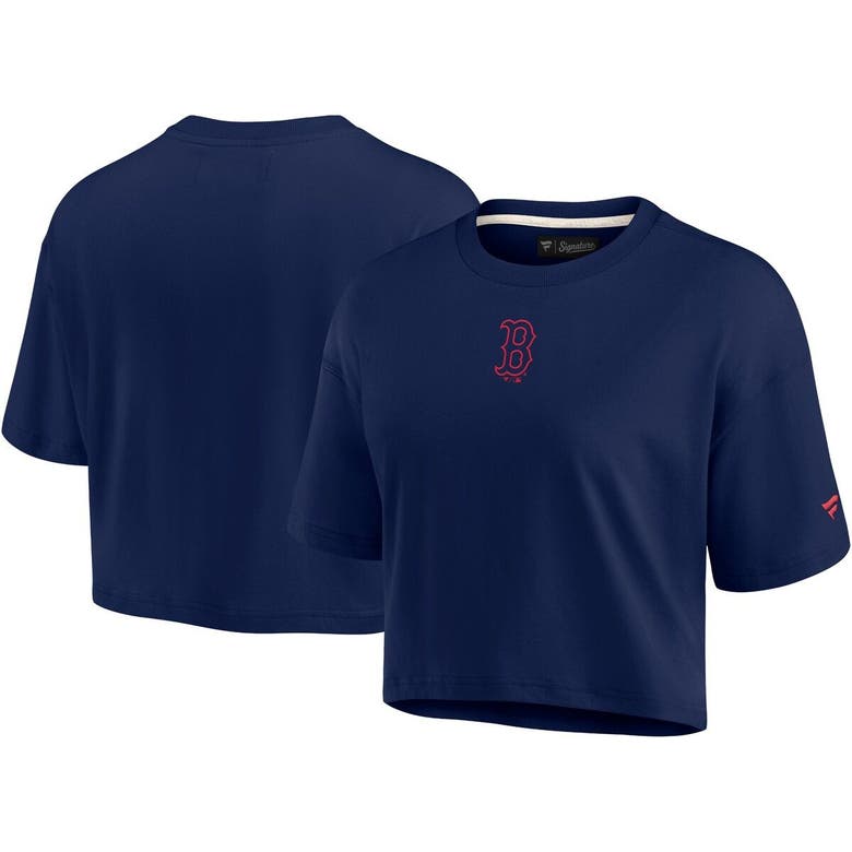 Shop Fanatics Signature Navy Boston Red Sox Elements Super Soft Boxy Cropped T-shirt