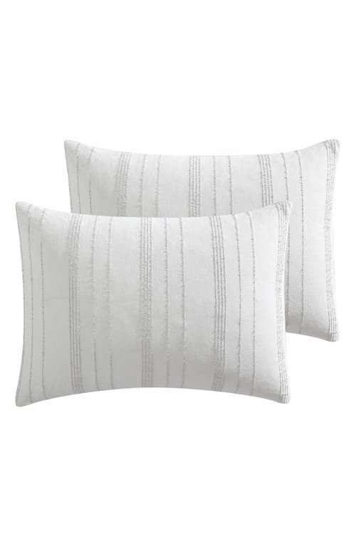 Tahari Mellie Stripe Cotton Comforter Set In White/grey