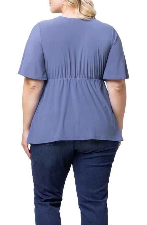 Kiyonna Abby Twist Front Top In Slate Blue