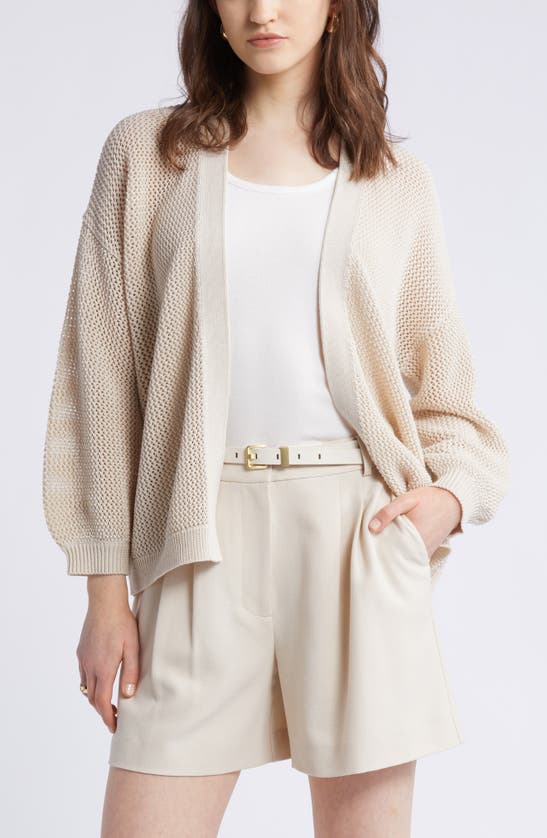 Shop Nordstrom Open Stitch Open Front Cotton Cardigan In Beige Beach