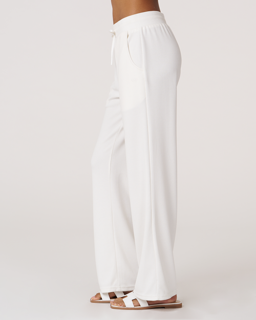 Rebody Active Retreat Waffle Wide Leg Pant 30" In White
