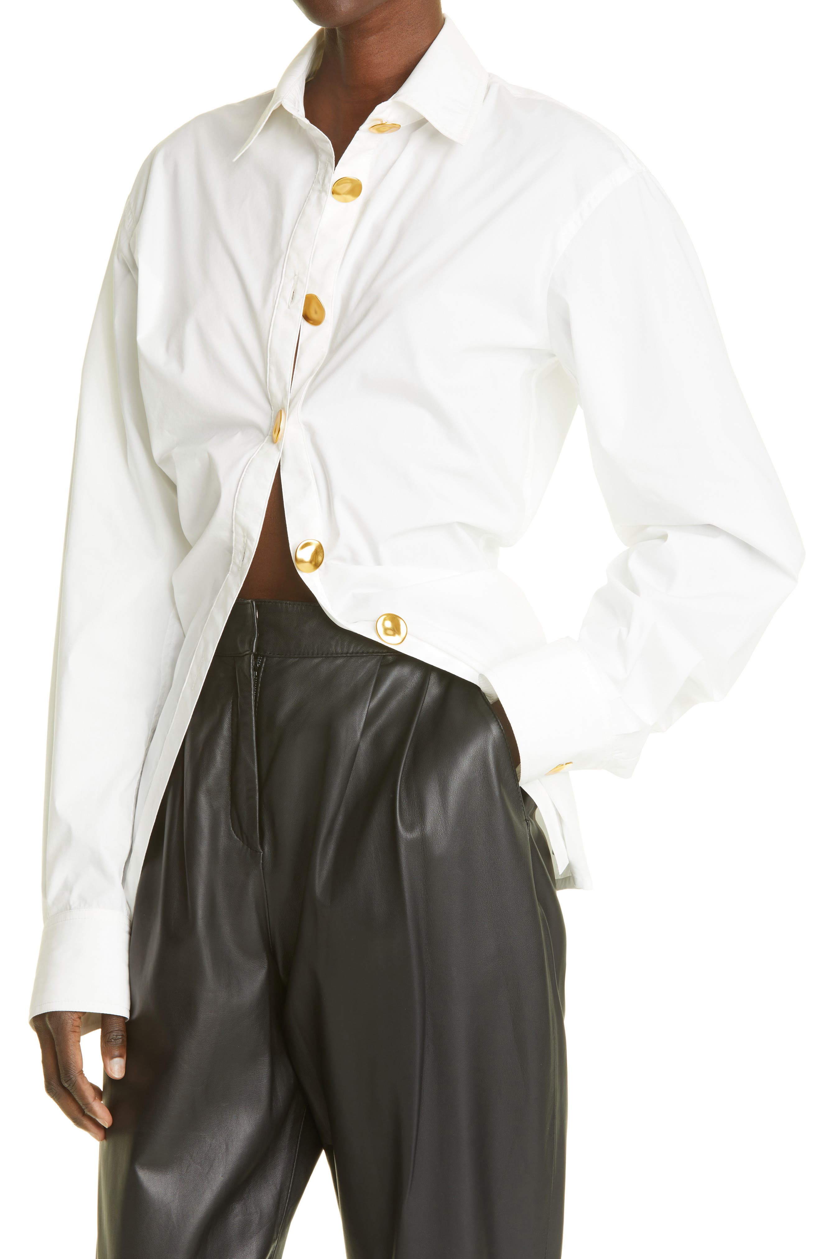 Altuzarra Agon Ruched Poplin Button-Up 