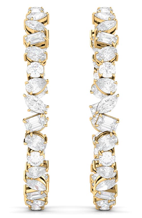Mixed Cut Lab Created Diamond Inside Out Hoop Earrings in 14K Yellow Gold