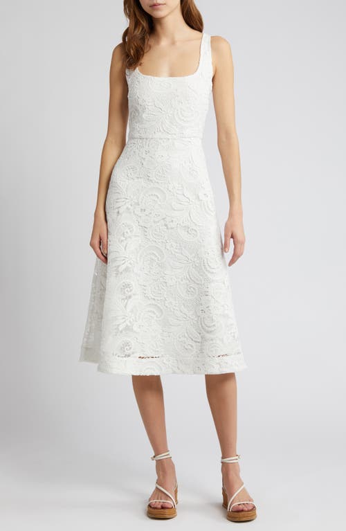 Jacqueline Paisley Lace Midi Dress in White