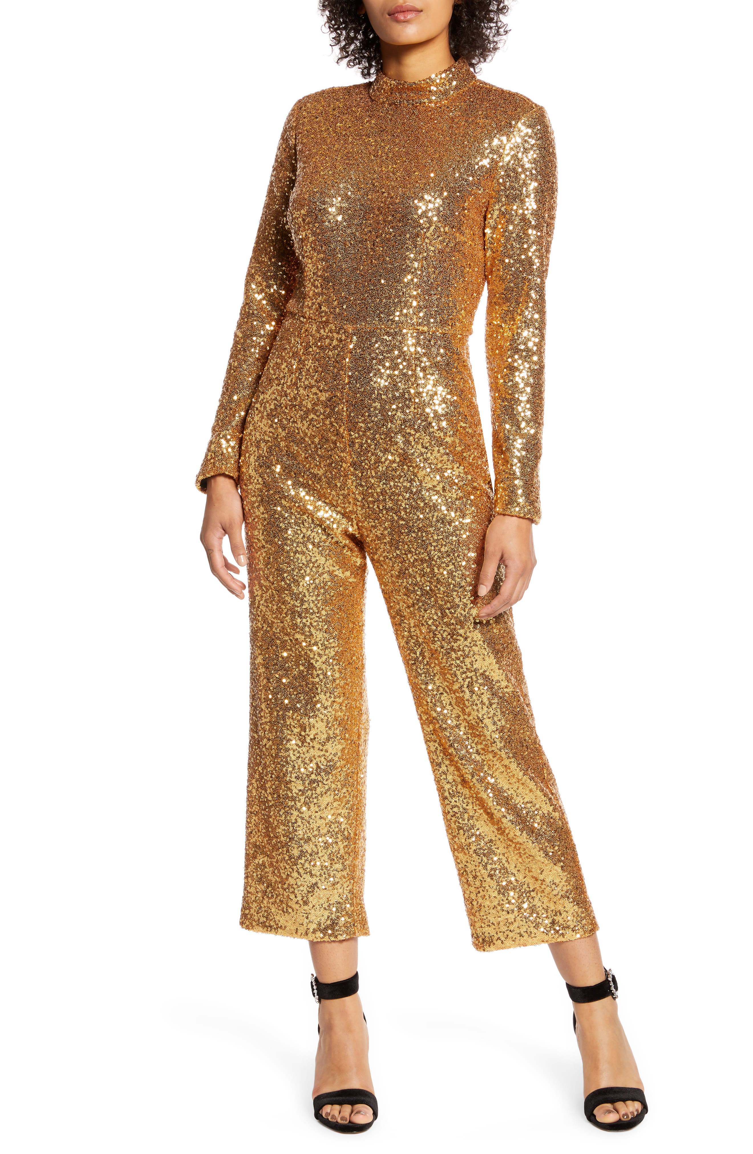 70s Jumpsuit Disco Jumpsuits Sequin Striped Gold White Black 2836