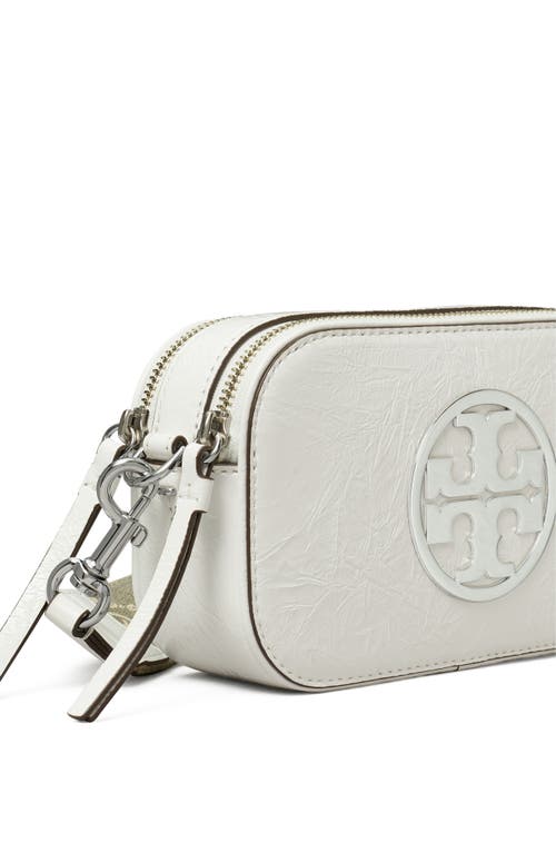 Shop Tory Burch Mini Miller Crinkle Leather Crossbody Bag In Blanc