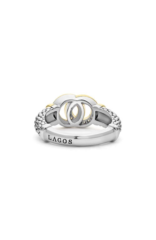 Lagos Signature Caviar Two-tone Interlocking Diamond Ring In Two-tone