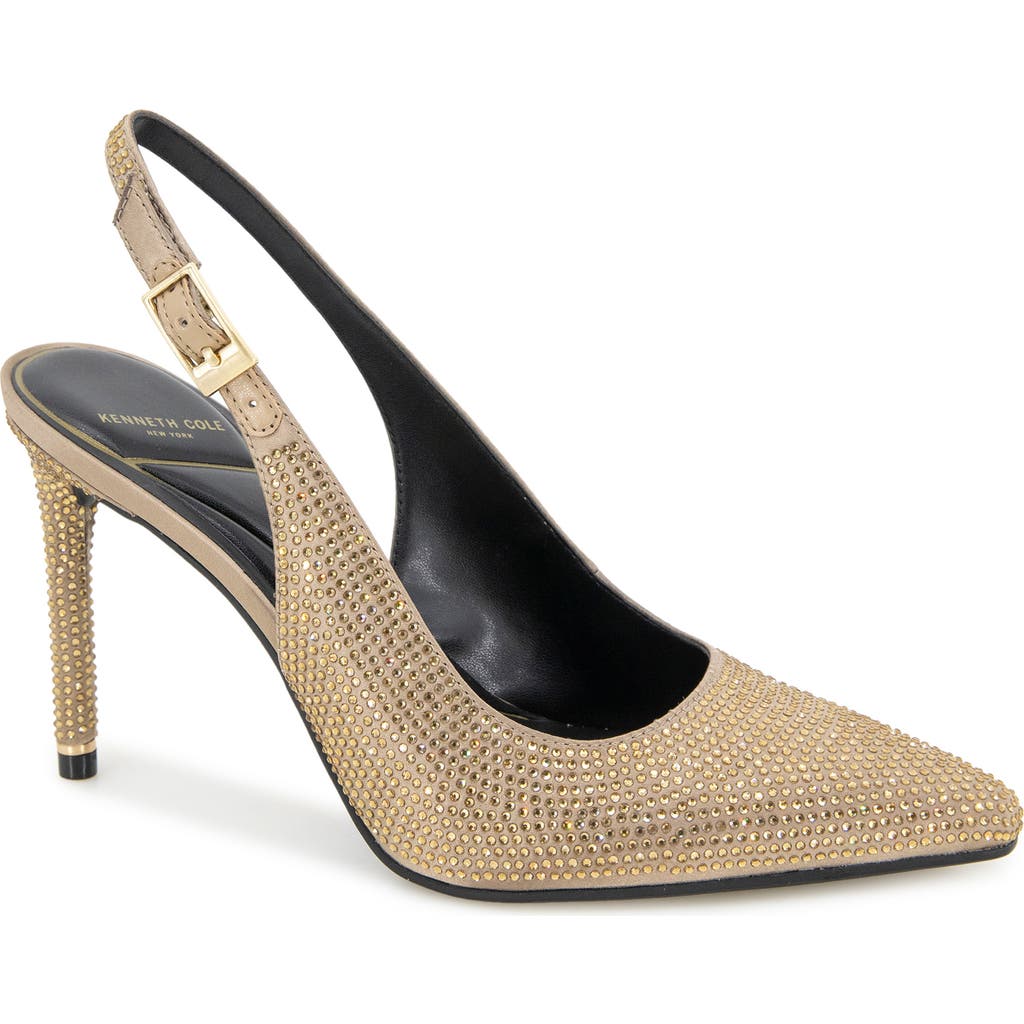 Kenneth Cole Quinnly Crystal Slingback Pointed Toe Pump In Shitake Satin