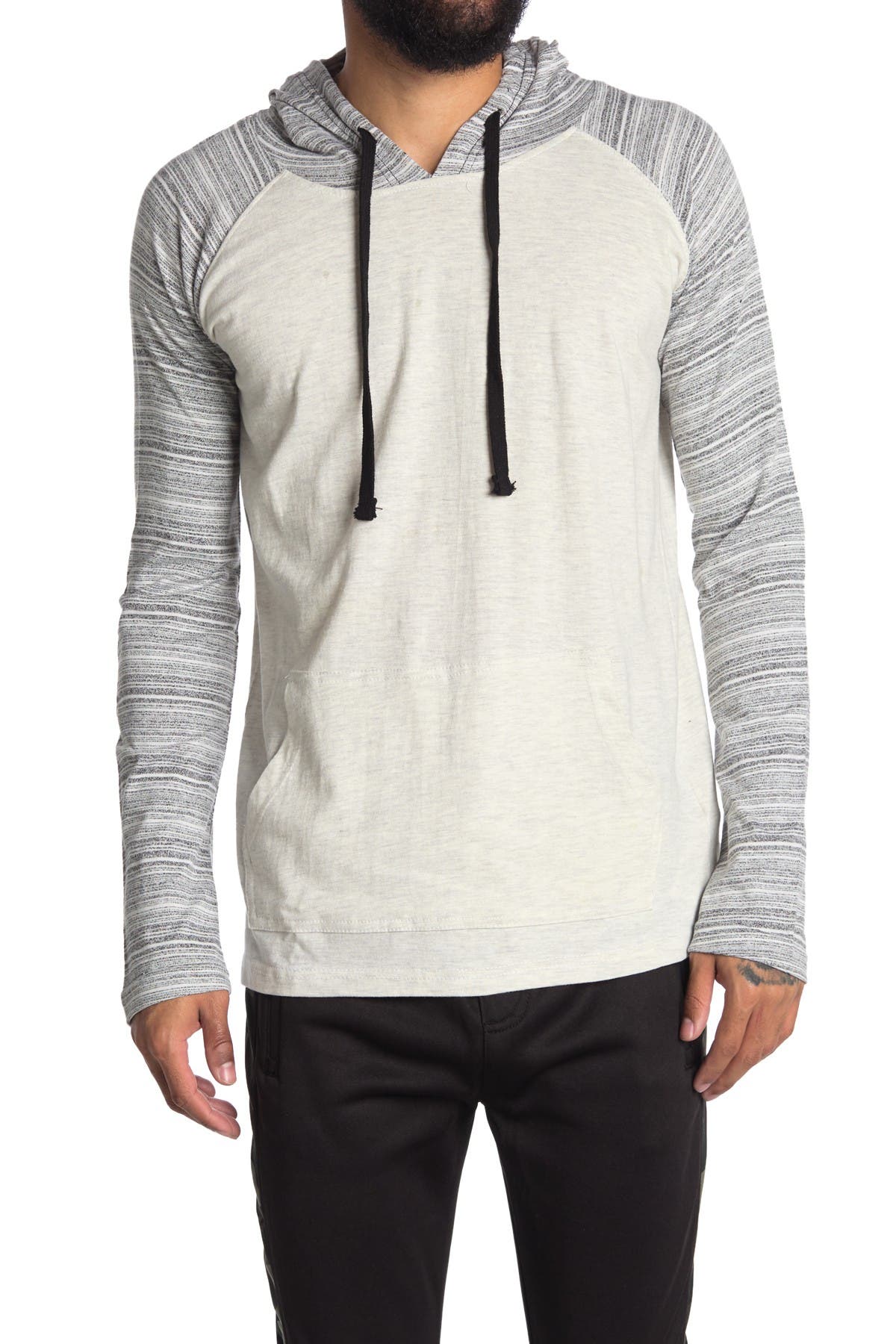 Burnside Colorblock Raglan Sleeve Hoodie In Light Beige
