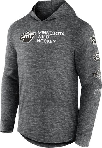 Men's Fanatics Branded Heather Charcoal Minnesota Wild Stacked Long Sleeve Hoodie T-Shirt Size: Small