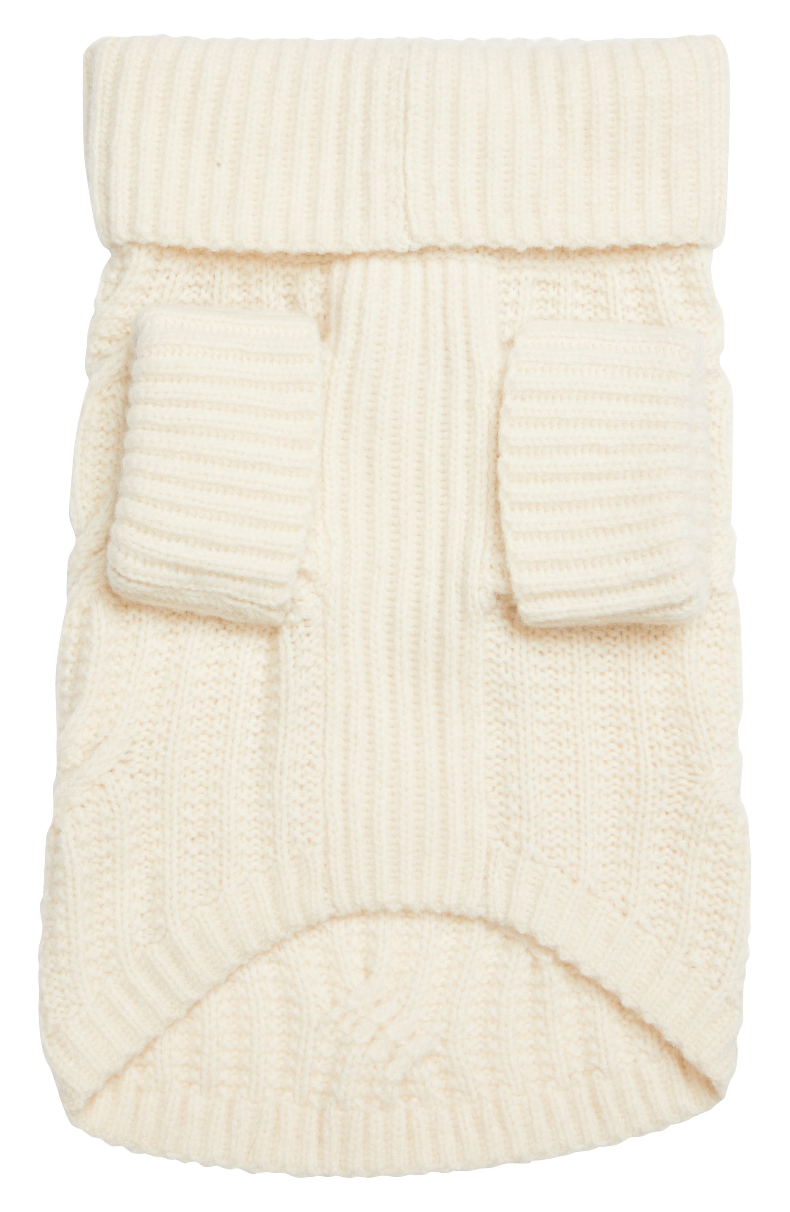 VINCE Cable Wool Dog Sweater in Cream