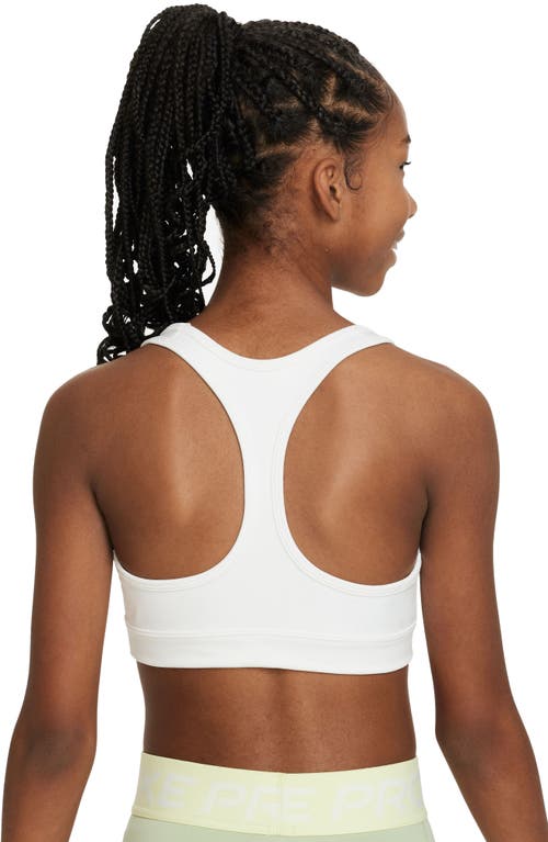 Shop Nike Kids' Dri-fit Racerback Sports Bra In White/pure Platinum