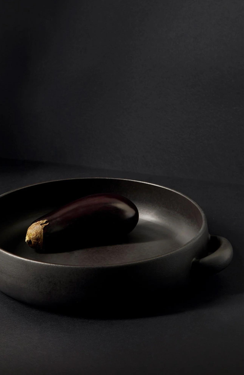 Gharyan Stoneware Large Serving Plate With Handles In Black