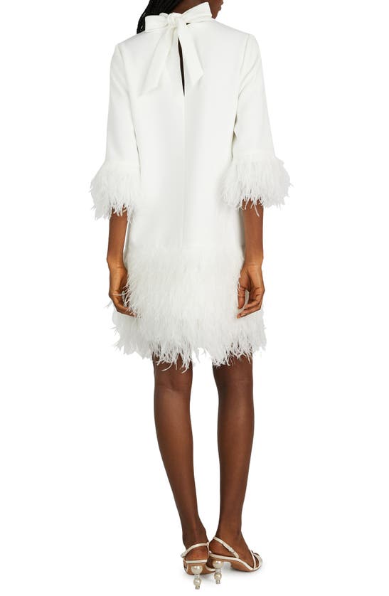 Shop Kate Spade New York Feather Trim Crêpe De Chine Dress In French Cream